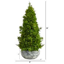 18 in. Cypress Cone Artificial Tree in Decorative Planter