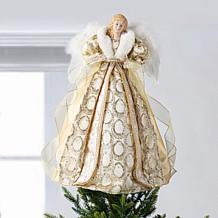 18.5"H Faux Fur & PVC Christmas Elegant Angel Tree Topper