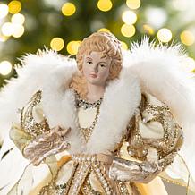 18.5"H Faux Fur & PVC Christmas Elegant Angel Tree Topper
