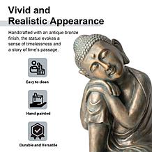 18"H MGO Faux Bronze Resting Buddha Garden Statue