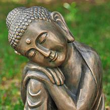 18"H MGO Faux Bronze Resting Buddha Garden Statue