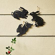 18"H Multi-functional Set of 3 Metal Rabbit Silhouette Pick Wall Decor
