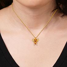 18K Gold-Plated Citrine Honeybee Pendant with 18" Chain