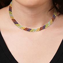 18K Gold-Plated Multigemstone Color-Block Tennis Necklace