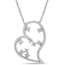18K White Gold .33ctw Diamond Open Heart Necklace