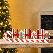 19" Wooden HOHOHO Candy Cane Table Decor