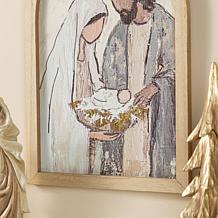 19.75"H Wooden Wall Décor with Painted Nativity Scene