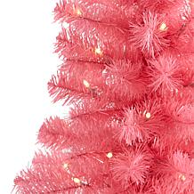 2 ft. Pink Artificial Christmas Tree with 35 LED Lights and 72 Bend...