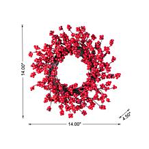 2-piece 14" Christmas Red Berries Wreaths