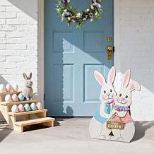 2-piece 24" Easter Wooden Bunny Porch Decor