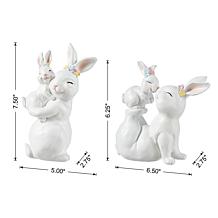 2-Piece Easter Resin Bunny Mom and Baby Table Decor