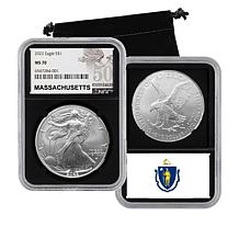 2022 MS70 NGC 50 States Silver Eagle Series Coin - Massachusetts