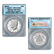 2025 PR70 Proof ANACS FDOI LE 876 John F. Kennedy Half Dollar