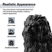 20.75"H MGO Black Sitting Lion Garden Statue