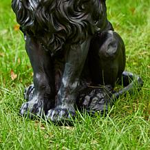 20.75"H MGO Black Sitting Lion Garden Statue