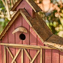 20.75"L Oversized Red Distressed Solid Wood Barn Garden Birdhouse