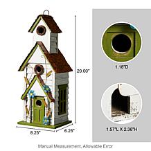 20"H Distressed Solid Wood 3-Story Decorative Outdoor Birdhouse