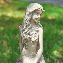 20"H MGO Concrete Finish Mermaid Garden Statue