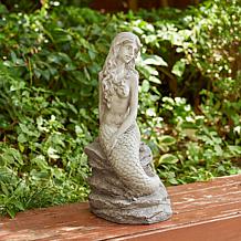 20"H MGO Concrete Finish Mermaid Garden Statue