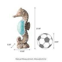 21 "H MGO Marine Faux Granite and Mosaic Sea Horse Statue