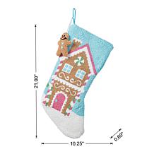 21" Hooked Gingerbread House Christmas Stocking