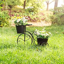 21.5"L Metal Black Bicycle Planter Stand