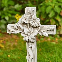 21"H MGO Holy Cross with Lily Garden Statue