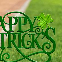 23.25"H Happy St. Patrick's Day Green Metal Yard Stake