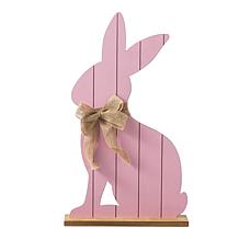 24" Easter Wooden Pink Bunny Porch Decor