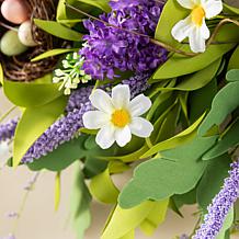 24" Easter Wreath with Lavender, White Flowers & Bird Nests