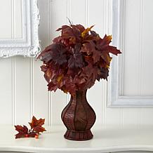 24 in. Autumn Maple Leaf Artificial Plant in Decorative Planter