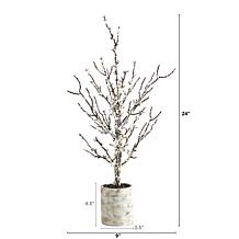 24 in. Snowed Twig Artificial Tree in Decorative Planter