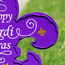 24" Mardi Gras Metal Yard Stake with Purple Fleur-de-Lis
