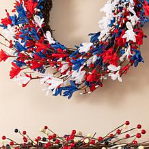 24" Patriotic Floral Wreath with Red, White & Blue Flowers
