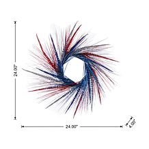 24" Patriotic Red, White & Blue Tinsel Wreath