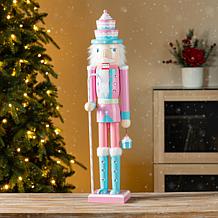 24" Wooden Christmas Pink Cake Nutcracker Decoration