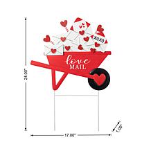 24"H Valentine's Metal LOVE Mail Wagon Yard Stake or Wall Décor
