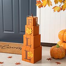 25.5"H Halloween and Fall Wooden Reversible Boxed Porch Decor