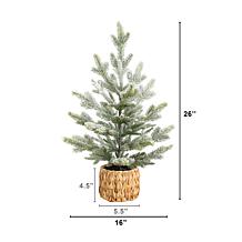 26-in Fir Christmas Tree in Woven Basket by Nearly Natural