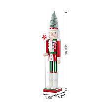 26" Wooden Christmas Nutcracker with Green Brush Tree
