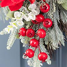 28" Christmas Red Magnolia & Berry Teardrop