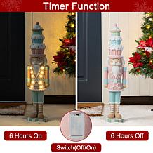 28" Lighted Macaron Pink and Blue Resin Christmas Porch Decor