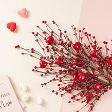 28" Valentine's Picks with Red Berries & Heart Accents, 2-piece Set