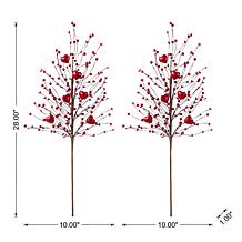 28" Valentine's Picks with Red Berries & Heart Accents, 2-piece Set