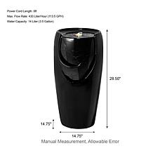 29.25"H Oversized Black Outdoor Ceramic Pot Fountain w/Pump, LED Light