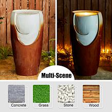 29.25"H Oversized Ceramic Pot Outdoor Floor Fountain with Pump