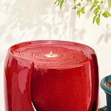 29.25"H Oversized Red Outdoor Ceramic Pot Fountain w/Pump & LED Light