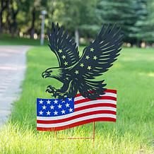 29.75" H Patriotic Yard Stake with Eagle Silhouette