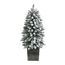 3’ Flocked Highland Fir Christmas Tree in Decorative Planter