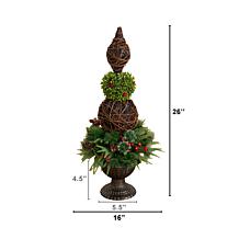3-ft Boxwood Ornament Christmas Tree by Nearly Natural